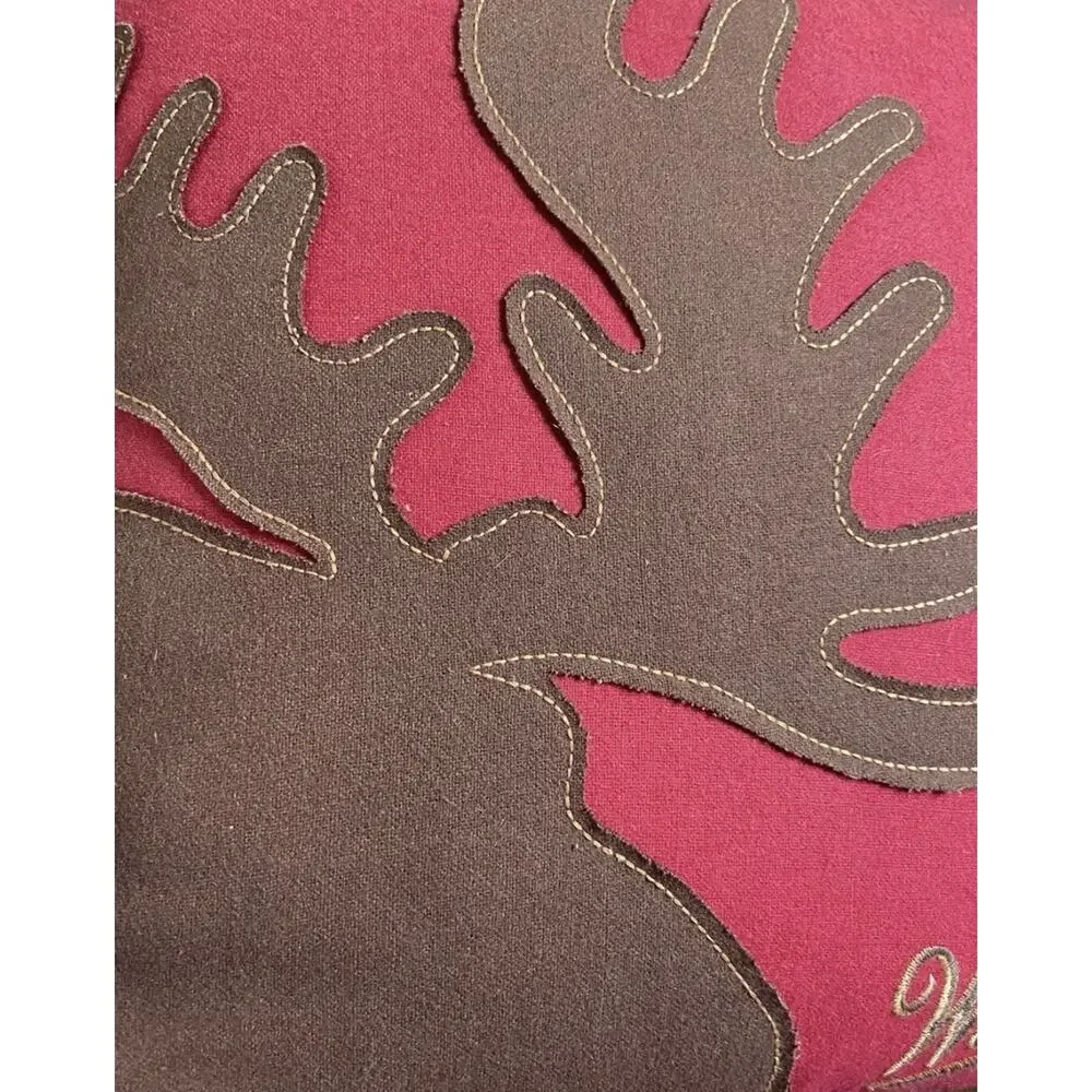 Woolrich MOOSE‎ ANTLER Decorative Appliqué Throw Feather Pillow 15”x 15” EUC
